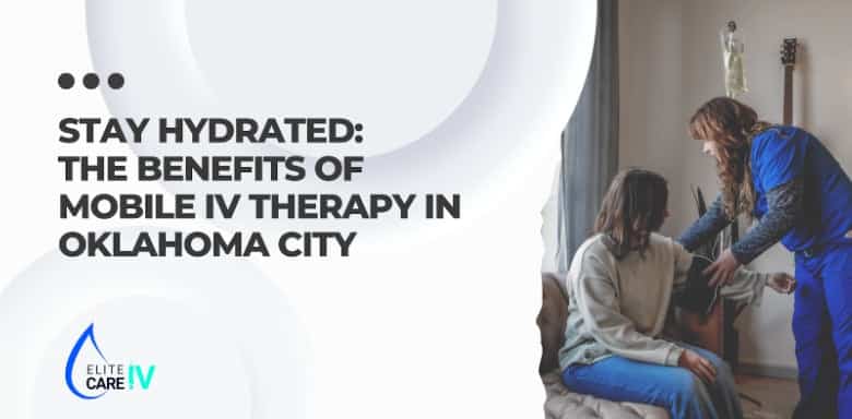 Stay hydrated - healthcare professional administering mobile IV therapy to patient at home in Oklahoma City